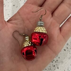 Red jingle bell earrings